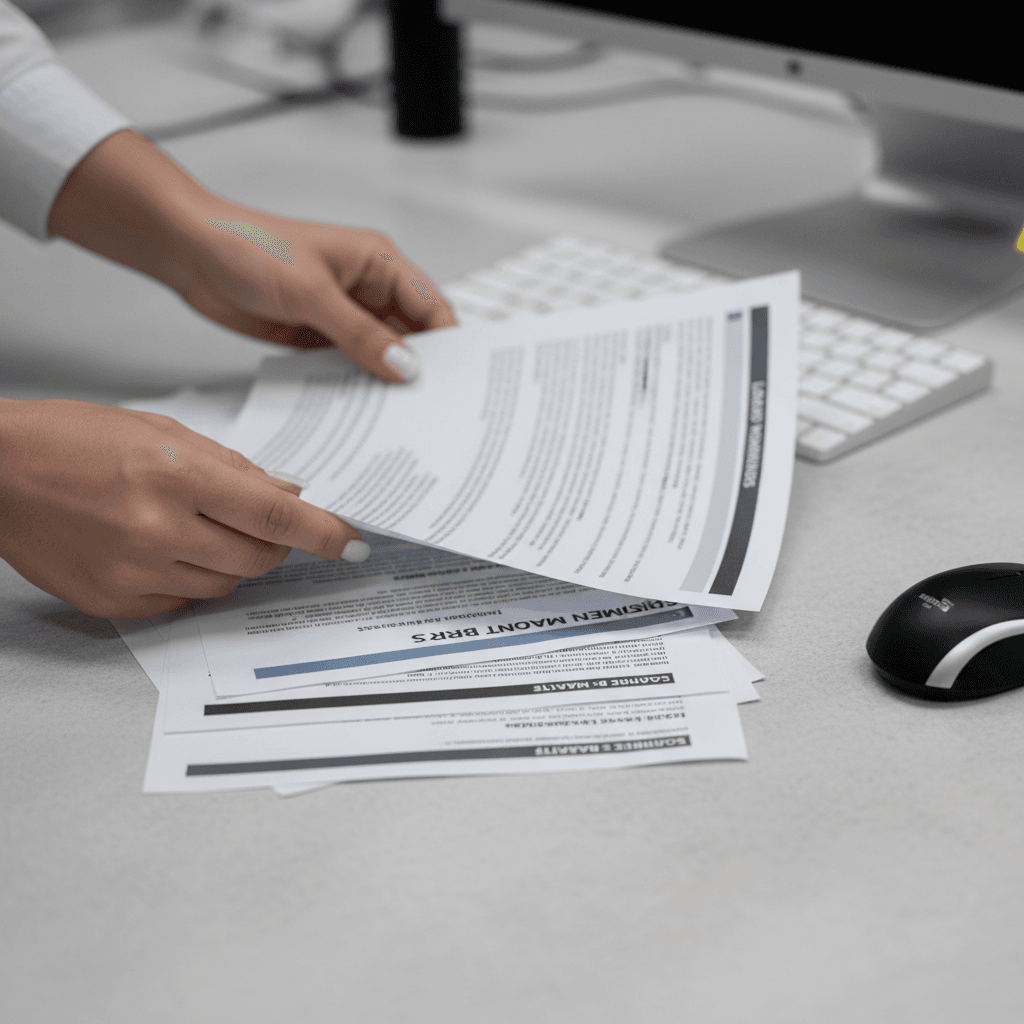 Logistics professional organizing freight documentation and load boards